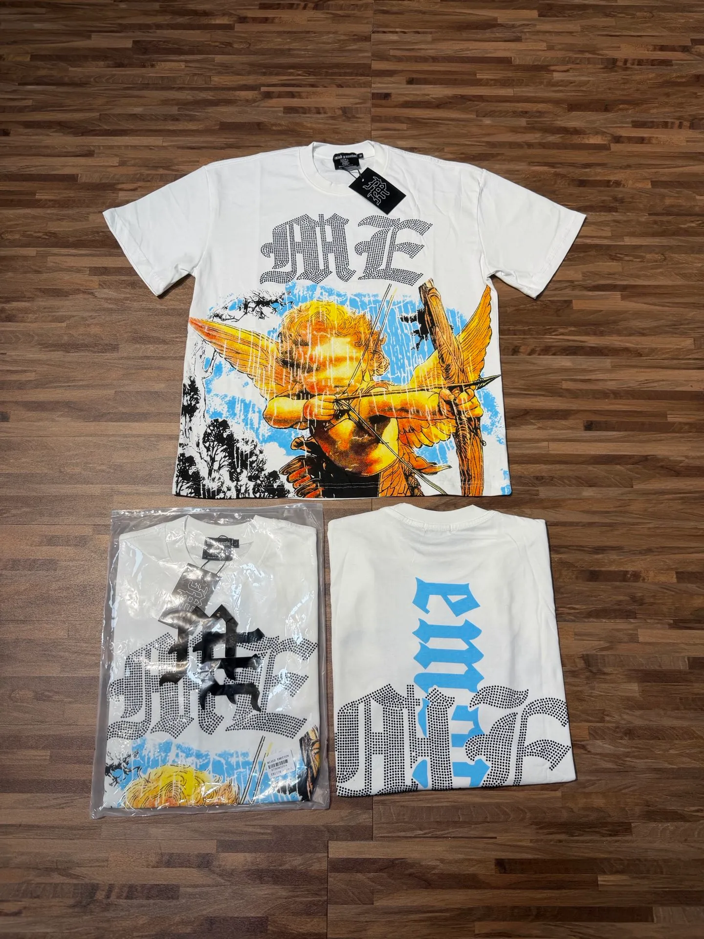E 8110# White Active Black I MIXED EMOTION In Stock real shot American trendy brand loose casual T-shirt Fabric (fabric): 32 counts combed double yarn pure cotton Sizes (size): S-M L